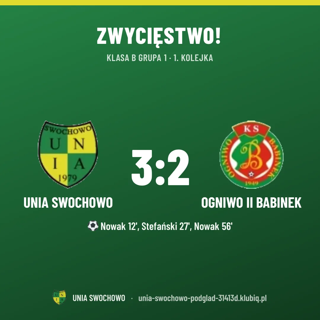UNIA Swochowo 3:2 Ogniwo II Babinek